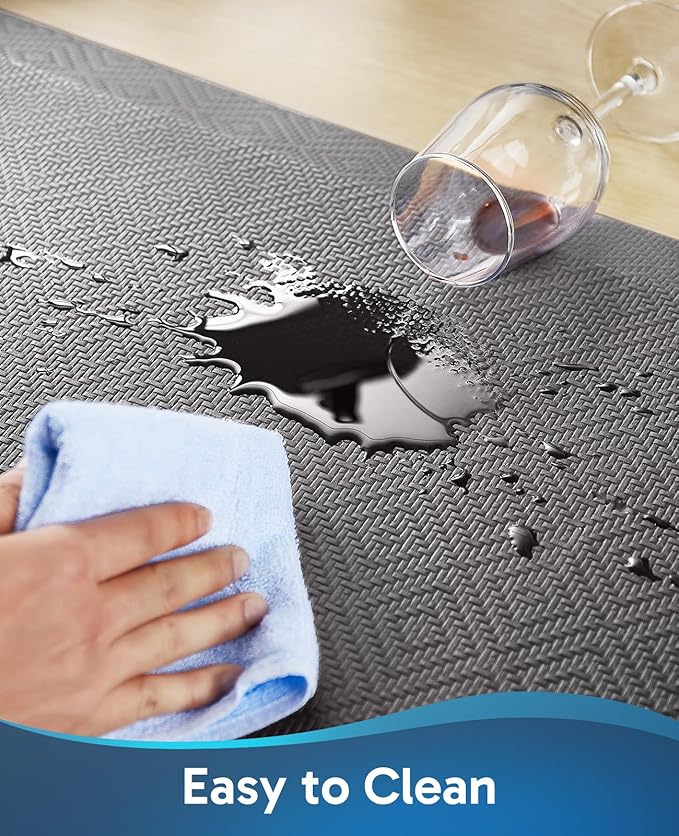 Ophanie Kitchen mats for Floor, 3/4 inch Thick, Kitchen Rugs, 20x39 Anti Fatigue Standing Cushioned Mat, Waterproof, Comfort Ergonomic mat for Office, Home, Sink, Charcoal Non-Slip Bottom