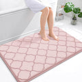 OLANLY Memory Foam Bath Mat Rug 47x32, Ultra Soft and Absorbent Bathroom Rugs, Non-Slip, Comfortable, Machine Washable Bath Carpet for Bathroom Floor, Tub, Shower and Home Decor Accessories, Pink
