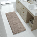 Yimobra Luxury Bathroom Rugs, Fluffy Bath Mats, Non Slip, Water Absorbent Microfiber, Machine Washable, Plush Runner Shower Rugs, Thick Matts for Bathroom Floor&Tub, 56" X 24", Light Brown and White