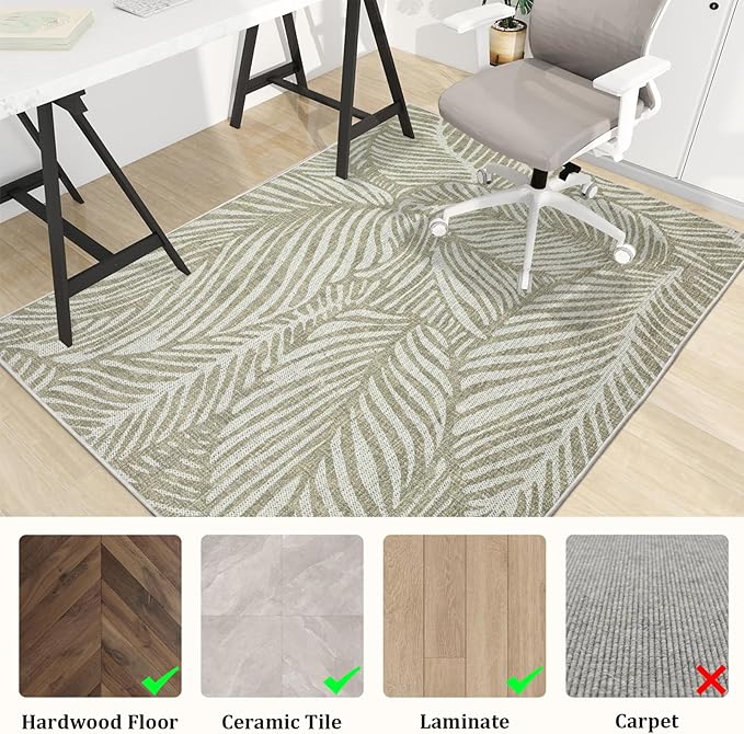 Office Chair Mat for Hardwood Floor, 48"x36" Easy Glide Computer Desk Mat Protector for Rolling Chair Under Desk Rug Nonslip Backing, Machine Wash (Modern)