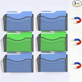 Gawerk Mesh Hanging Wall File Holders, Metal Vertical Wall Basket Mail Organizer for Office/Home (Black, 6 Pack Magnetic)