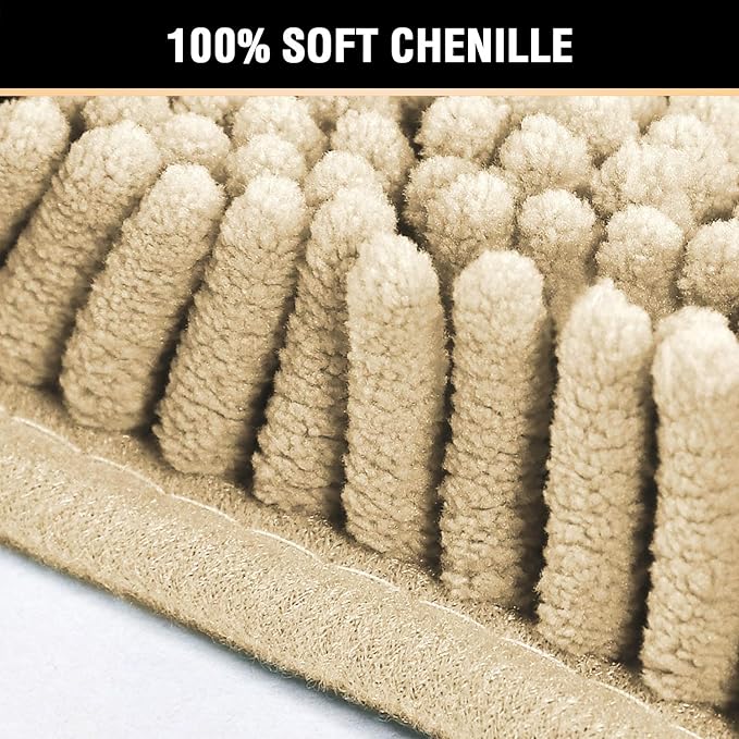 H.VERSAILTEX Ultra Soft Texture Chenille Plush Bath Rugs Floor Mats, Hand Tufted Bath Rug Non Slip Microfiber Door Mat for Kitchen/Entryway/Living Room, 32 by 20 inches, Beige