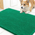 OLANLY Dog Door Mat for Muddy Paws 24x16, Absorbs Moisture and Dirt, Absorbent Non-Slip Washable Doormat, Quick Dry Chenille Mud Mat, Entry Indoor Entryway Carpet for Inside Floor, Emerald Green