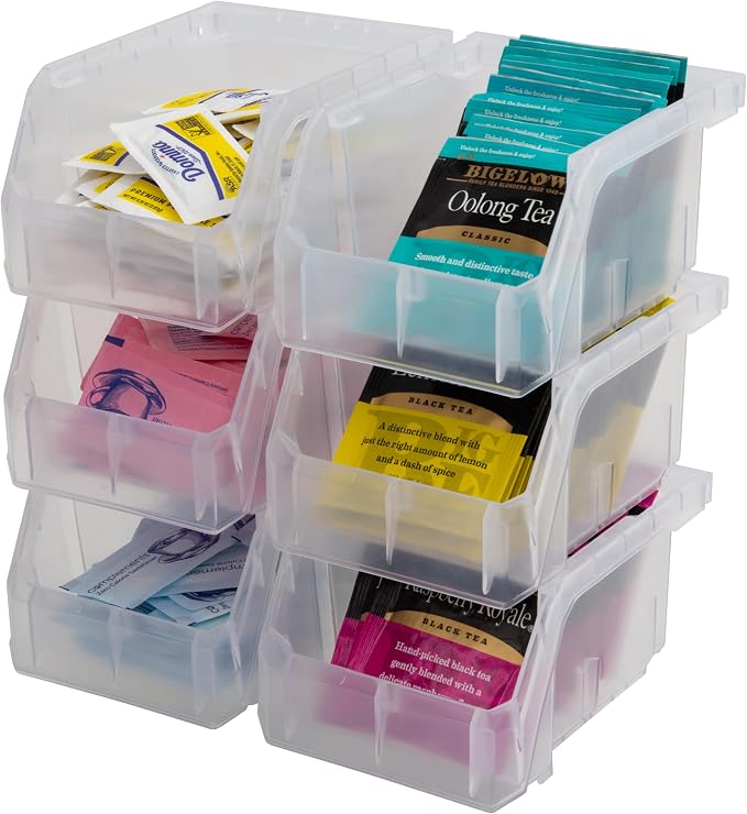 ReadySpace Plastic Containers for Organizing and Storage Bins for Drawers, Desks, Office Organization, and Garage, Stackable Bins, Extra-Small (3" x 5" x 4"), 12-Pack, Clear