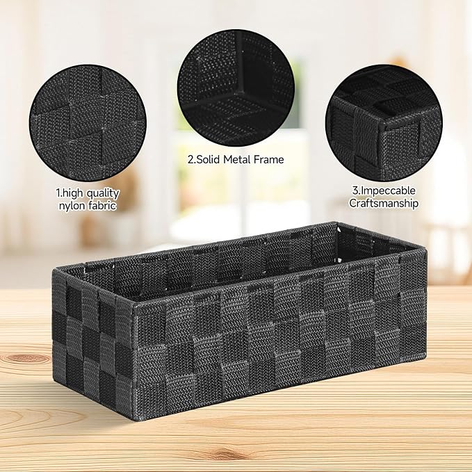 Posprica Woven Baskets, Storage Baskets for Organizing (Set of 8), Cube Baskets Bin Container Matching Storage Boxes Organizers for Pantry, Office, Shelves, Media-room
