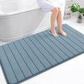 OLANLY Memory Foam Bath Mat 59x35, Super Soft Absorbent Bathroom Rugs, Quick Dry, Machine Washable Shower Floor Rugs, Bathmat Carpet, Bathroom Home Decor Accessories, Airy Blue