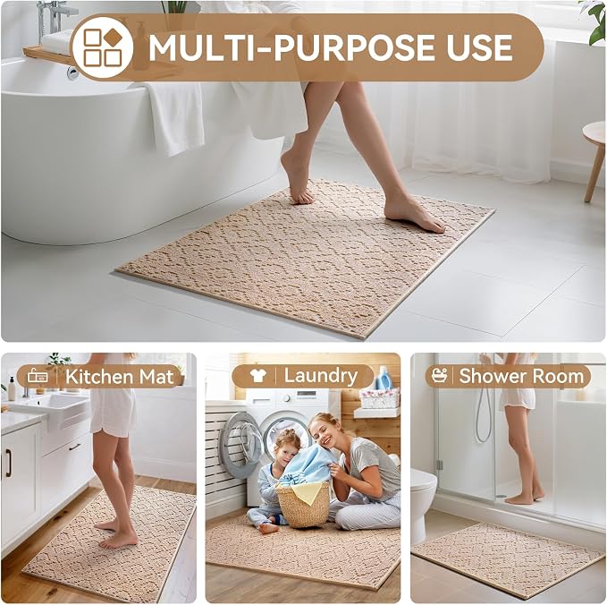 YDKGL Bathroom Rugs Non Slip, Super Absorbent Quick Dry Bath Mat, Rubber Backing Ultra Thin Bathroom Mats Fit Under Door Bathroom Floor Bathtub Shower