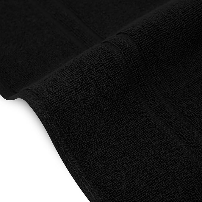 Tens Towels Pack of 2 Bath Mats 100% Cotton, 20 x 32 Inches, Super Absorbent, Hotel Quality Premium Floor Towels, Luxurious, Soft & Quick Dry, Not a Bathroom Rug, Black