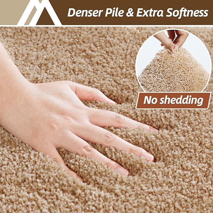COSY HOMEER Bath Rugs for Bathroom Extra Thick - Anti-Slip Bath Mats Soft Plush Yarn Shaggy 100% Strong Mirco Polyeste Mat Living Room Bedroom Mat Floor Water Absorbent(Beige,20x32 - Inches)