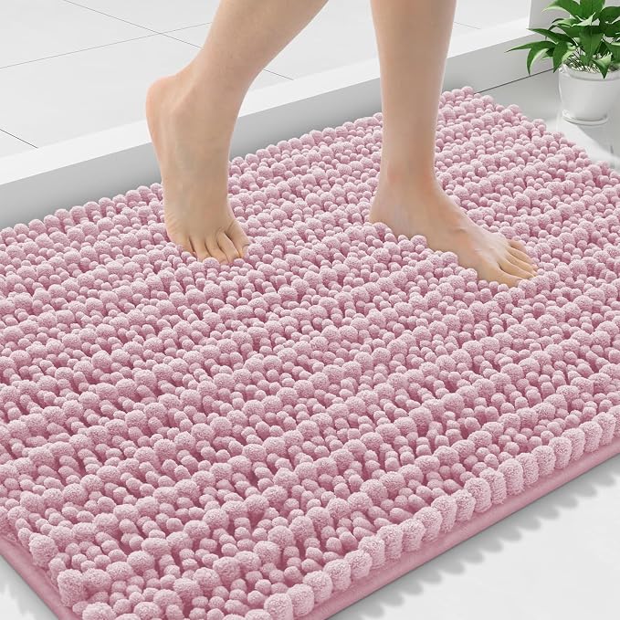 Smiry Bathroom Rugs Mat 36x24, Extra Soft Absorbent Chenille Bath Rugs, Non Slip Rubber Backing Machine Washable Quick Dry Bath Mats for Bathroom Floor, Tub, Shower, Home Decor Accessories, Dusty Rose