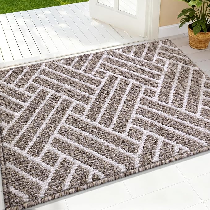 OLANLY Indoor Door Mat, 32x20 Inch, Dirt Resistant and Absorbent, Non-Slip Rubber Backing Floor Mats, Easy Clean Low-Profile Doormat for Entryway, Front Door, and Inside Entrance, Khaki