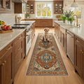 RELEANY Area Rugs Runner 2'x8' Washable Non-Slip, Floral Vintage Distress Medallion Carpet for Kitchen Hallway Bedroom Beside Laundry Room Bathroom, Red Orange Blue Brown