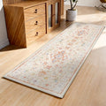 AREDO Runner Rug with Non Slip Rubber Backing, Washable Soft Floor Carpet for Kitchen, Hallway, Entryway Indoor, Bedroom, Laundry, Low Pile Area Rugs, Geometric Floral, Yellow Pattern, 2' * 6'