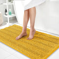 OLANLY Thick Bathroom Runner Rugs 44x24, Extra Absorbent Chenille Striped Bath Rugs, Rubber Backing, Machine Wash, Long Bath Mats for Bathroom, Tub and Shower, Home Decor Accessories, Golden Yellow