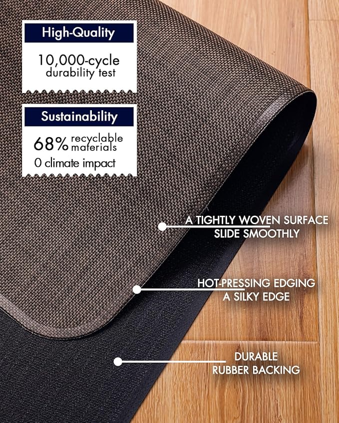 BARoyal Office Chair Mat for Hardwood Floor Under Desk Computer Rolling Chair Mat for Wood/Tile Floor Non-Slip Heavy Duty Desk Rug PVC Plastic Hard Floor Protector 45" x 53"(Coffee)