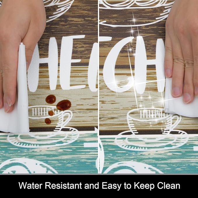 HEBE Kitchen Rugs Set of 2, Cushioned Anti Fatigue Kitchen Mats for Floor, Non Slip Waterproof Comfort Standing Desk Mat Carpet for Sink, Stove, Laundry Room
