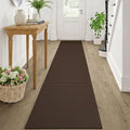 KOZYFLY Cotton Runners Rugs for Hallway 2x10, Washable Runner Rug, Woven Non Slip Kitchen Runner, Braided Entryway Rug, Floor Carpet for Entry, Aisle, Hall, Brown/Dark Brown