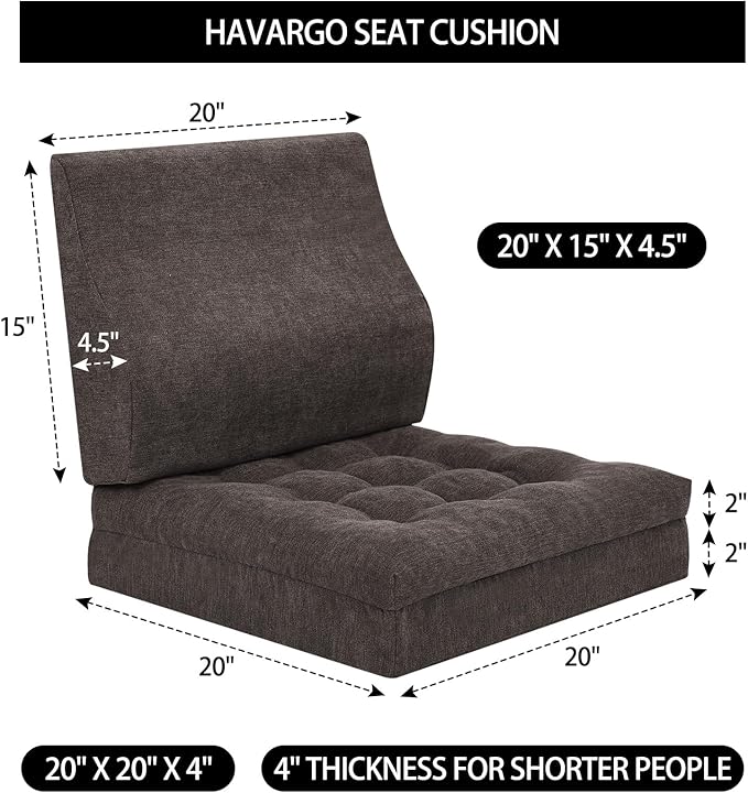 Recliner Cushions for Elderly with Lumbar Support, Patent Design 20x20x4 Inch Thick Chair Cushion Soft Tufted Dual Layer Booster Seat Cushions for Seniors Recliner Risers Taupe 1 Set