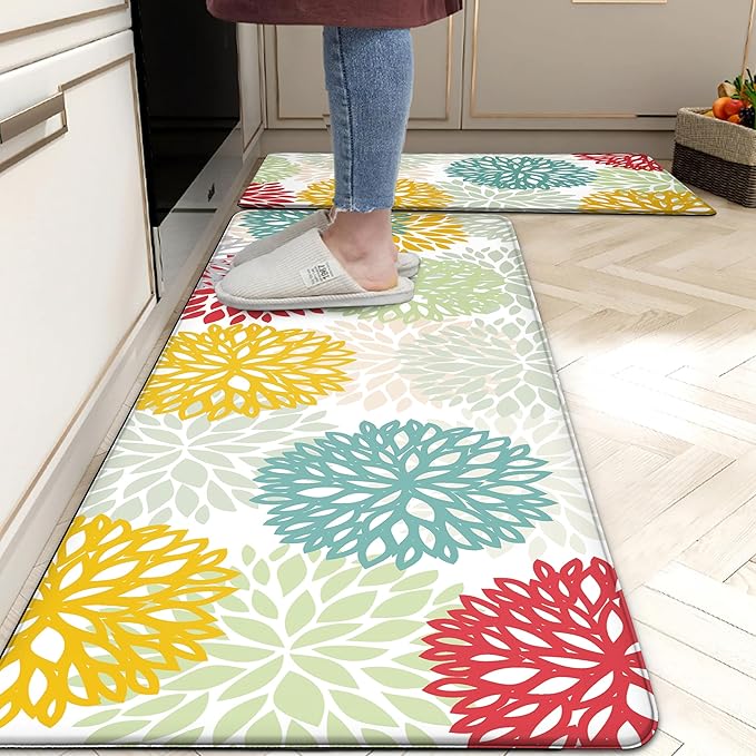 Kitchen Mats Set of 2 Cushioned Anti Fatigue Kitchen Rugs Non Slip Waterproof Kitchen Runner Rug Memory Foam Kitchen Floor Mat Comfort Standing Mat for Sink,Laundry