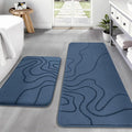 YIHOUSE Memory Foam Bathroom Rugs Sets 2 Piece - Extra Thick Ultra Soft Absorbent Bath Mat Set, Non-Slip Machine Washable Bath Rugs for Bathroom, Tub & Shower, Home Decor (17"x24"+20"x46", Dusty Blue)