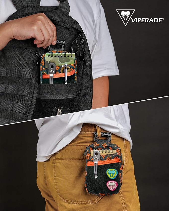 VIPERADE VE26 EDC Pouch Organizer with 11 Compartments, Small Tool Pouch with DIY Patches Area, EDC Pocket Organizer for Mutitools