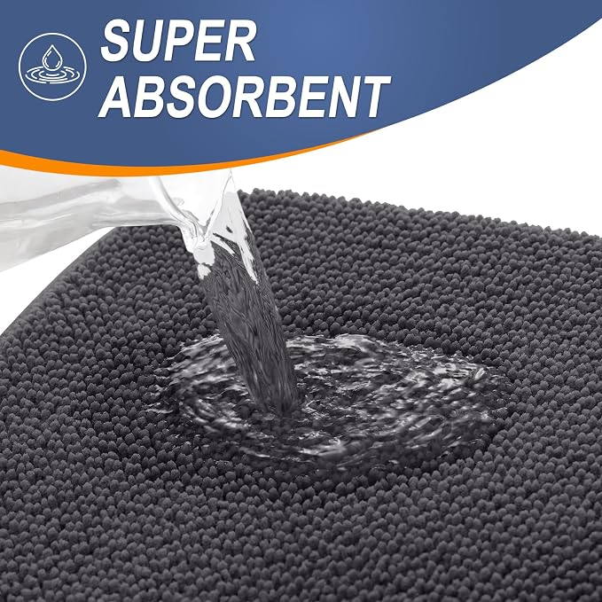 OLANLY Thick Memory Foam Bathroom Runner Rugs 47x24, Extra Soft Absorbent Long Bath Rug, Quick Dry, Non-Slip, Machine Washable Bath Mats for Bathroom, Tub and Shower, Home Decor Accessories, Dark Grey
