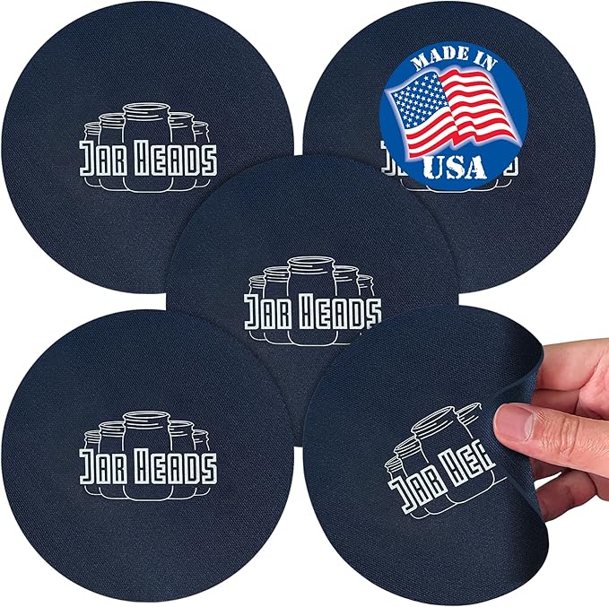 JAR HEADS Rubber Jar Opener Gripper Pad 5 Pack - Thick 5 Inch Grippers for Opening Jars Made in the USA - Jar Opener for Weak Hands & Seniors with Arthritis (Navy, 5 Pack)