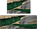 Bulijojo Green Ink Abstract Marble Anti Fatigue Kitchen Floor Mats Set of 2 Waterproof Kitchen Sink Runner Rug Standing Mat Cushioned Kitchen Rugs Comfort Doormat 17"x47"+17" x30“