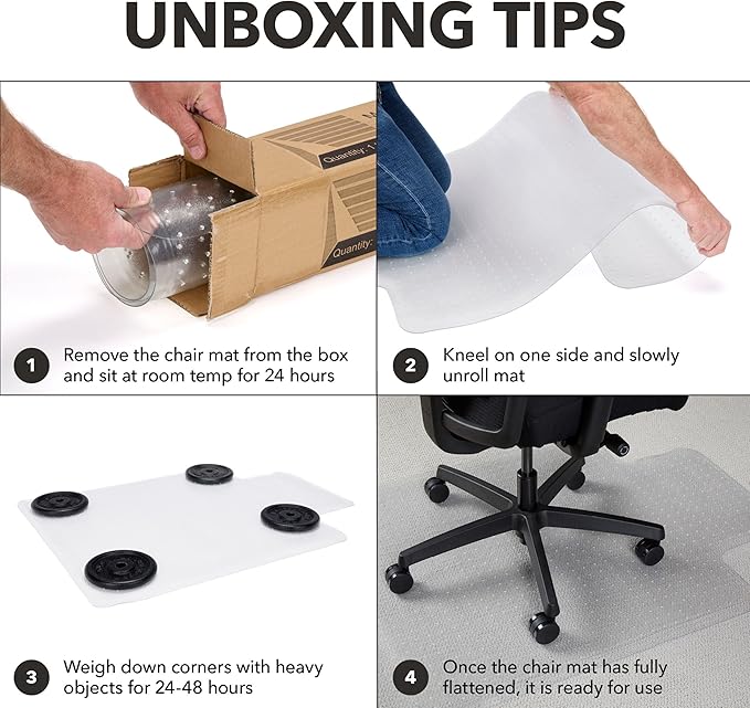 HON Office Chair Mat for Carpet, Clear Desk Mat with Extended Lip for Rolling Computer Chairs, Heavy Duty Vinyl Floor Protector for Low Pile Carpet, 36 x 48 in, Clear