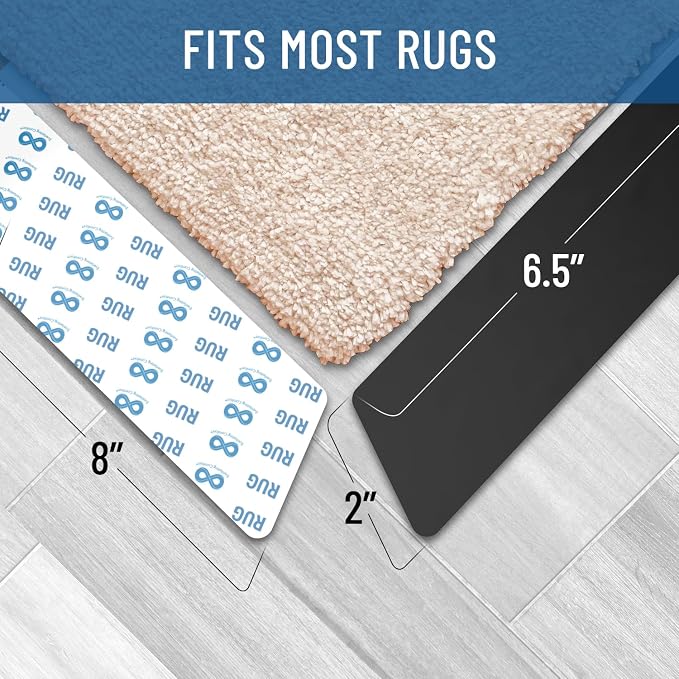 Everlasting Comfort Area Rug Gripper for Hardwood Floors - No Damage Non Slip Rug Pads, Floor to Carpet Tape for Holding Rugs in Place, Washable and Reusable, Double Sided Anti Slip Tape - 12 Pack