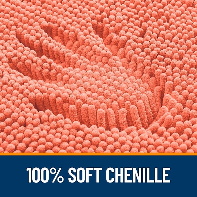 OLANLY Bathroom Rugs 30x20, Extra Soft Absorbent Chenille Bath Rugs, Rubber Backing Quick Dry, Machine Washable Bath Mats for Bathroom Floor, Tub and Shower, Home Decor Accessories, Coral