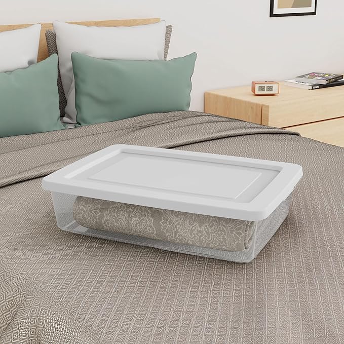 Sterilite Storage Box, Stackable Plastic Container Home Organizer, 28 Qt(20 Pack)