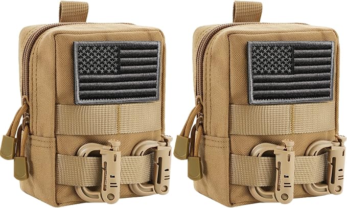 FRTKK 2 Pack Molle Pouches - Tactical Compact Water-Resistant EDC Pouch Bag Small Utility Pouch