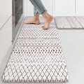 KIMODE Kitchen Mats 2PCS Cushioned Anti Fatigue Boho Kitchen Rugs and Mats Non Slip Waterproof Kitchen Mats for Floor Comfort Foam Standing Desk Mat for Home Office Sink Laundry Brown and White Decor