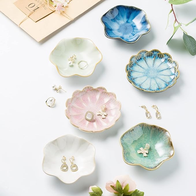 BEUNAIZER Jewelry Dish Tray, Ring Dish, Ceramic Trinket Tray, Key Bowl, Decorative Plate, for Friends Sisters Daughter Mother