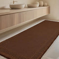 Extra Large Waffle Bath Mat, Boho Woven Modern Bath Rug Absorbent Non Slip, Ultra Soft Bathroom Mats, Machine Washable Knit Bath Rugs with Border for Bathroom, Bedroom, Kitchen, Shower, 6'x2', Brown