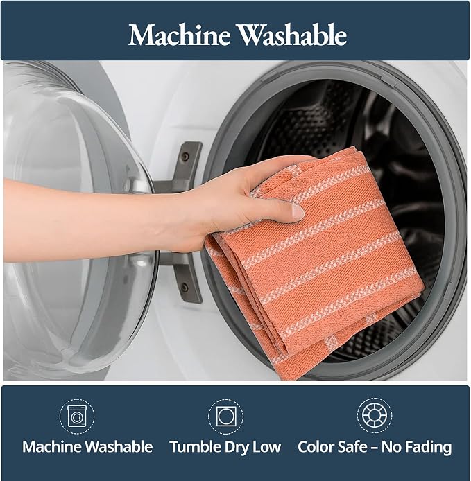 LANE LINEN Kitchen Towels Set - Pack of 4 Cotton Dish Towels for Drying Dishes, 18”x 28”,Absorbent Tea Towels, Quick Drying Kitchen Towel Set - Coral