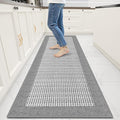 StepRite Kitchen Rugs, Kitchen Mats for Floor, 70"x20" Non-Slip Machine-Washable Kitchen Throw Rug, Light Grey