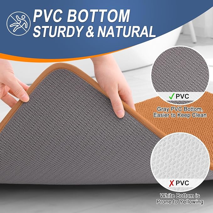 OLANLY Thick Memory Foam Small Bathroom Rugs 24x16, Extra Soft Absorbent Bathroom Mat, Quick Dry Bath Mats, Non-Slip, Machine Washable Carpet for Bathroom, Tub and Shower, Home Decor Accessories, Clay