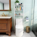 3-Shelf Bathroom Organizer Over The Toilet Space Saver Over The Toilet Rack Bathroom Corner Stand Storage Organizer (White)