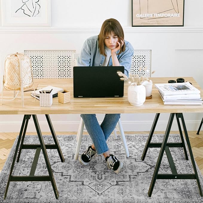 chakme Office Chair Mat for Hardwood Floor, 48"x36" Easy Glide Computer Desk Mat Protector for Rolling Chair Under Desk Rug Nonslip Backing, Machine Wash, (Boho)
