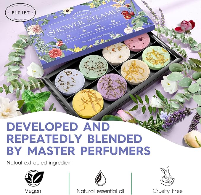 Shower Steamers Aromatherapy Mothers Day Gifts for Women 8 Pack, Shower Bombs Birthday Gift for Mom with Lavender Natural Essential Oils, Self Care Gifts for Women Lover Home Spa