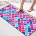 godehone Shower Mats Non Slip Without Suction Cups, PVC Loofah Bathroom Mats, Loofah Mats for Shower and Bathroom, Quick Drying, 15.7× 36 Inch, Colorful Geometric