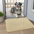 Smiry Dog Door Mat for Muddy Paws 24x16, Absorbent Dirt Trapper, Non-Slip Washable Chenille Entryway Rug for Inside Floor, Cream White, Classic Solid