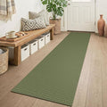 KOZYFLY Cotton 2x6 Washable Runner Rug, Non Slip Runners for Hallway, Woven Entryway Runner, Braided Floor Carpet Runner for Entry, Kitchen, Bedside, Hall, Olive Green/Earthy Green