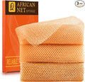 UJFQBH 3 Pieces African Bath Sponge African Net Long Net Bath Sponge Exfoliating Shower Body Scrubber Back Scrubber Skin Smoother,Great for Daily Use (Yellow,Yellow,Yellow)