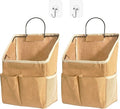 2pcs Wall Hanging Storage Bag,Wall Hanging Organizer Bags with Pockets, Wall Organizer Storage for Dormitory Bathroom Bedroom Kitchen(Dark khaki)