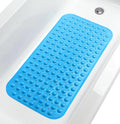 Large Non-Slip Bathtub & Shower Mat 31”x16” (Smooth/Non-Textured Tubs Only) Safe, Clean, Machine-Washable, Superior Grip&Drainage, Vinyl, Opaque Light Blue