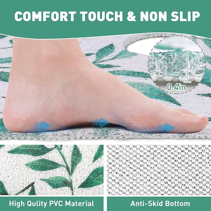 Square Shower Mat Non Slip: 24 x 24 Inch Extra Large Shower Mats with Drain Hole in Middle - PVC Loofah Anti Slip Shower Floor Matt for Inside Shower