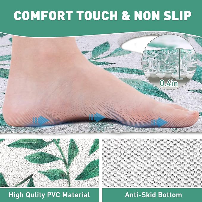 Square Shower Mat Non Slip: 36 x 36 Inch Extra Large Shower Mats with Drain Hole in Middle - PVC Loofah Anti Slip Shower Floor Matt for Inside Shower